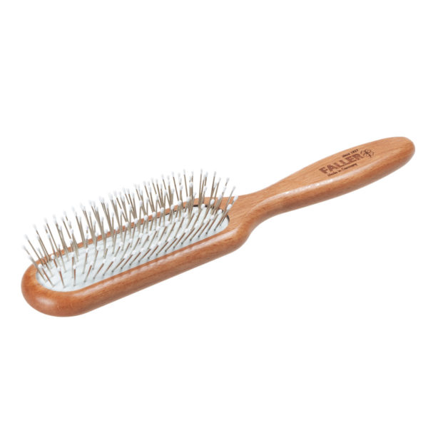 Pneumatik- Haarbürste länglich aus Buchenholz und Stahlstifte mit Noppen